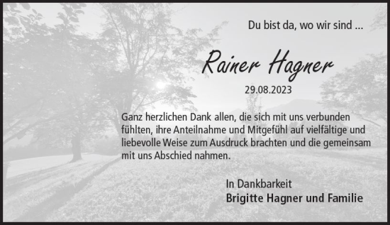 Traueranzeige von Rainer Hagner von Wiesbadener Kurier