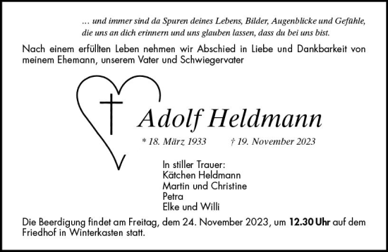 Traueranzeige von Adolf Heldmann von Starkenburger Echo