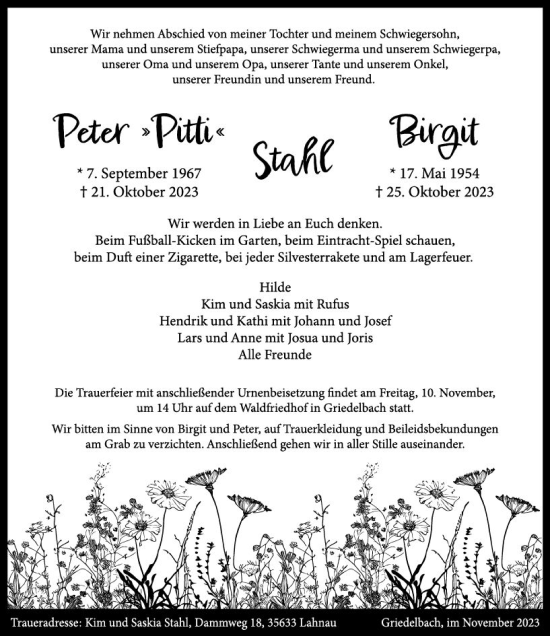 Traueranzeige von Birgit  von Wetzlarer Neue Zeitung