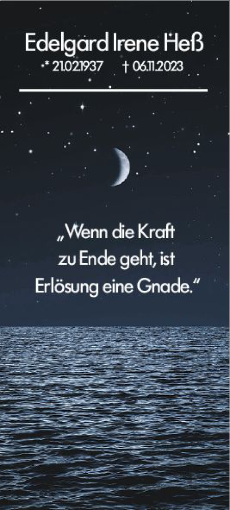 Traueranzeige von Edelgard Irene Heß von Weilburger Tageblatt