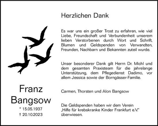 Traueranzeige von Franz Bangsow von Groß-Gerauer Echo