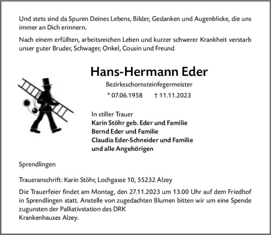 Traueranzeige von Hans-Hermann Eder von Allgemeine Zeitung Bingen/Ingelheim