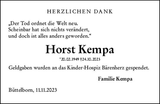 Traueranzeige von Horst Kempa von Groß-Gerauer Echo