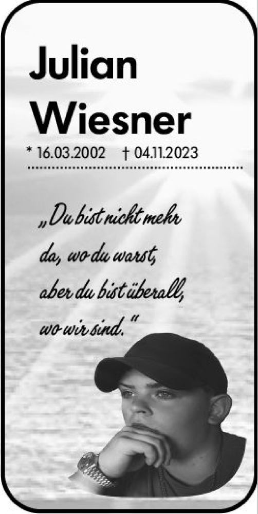 Traueranzeige von Julian Wiesner von Wetzlarer Neue Zeitung