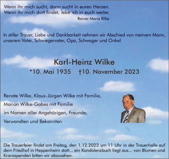 Traueranzeige von Karl-Heinz Wilke von Starkenburger Echo