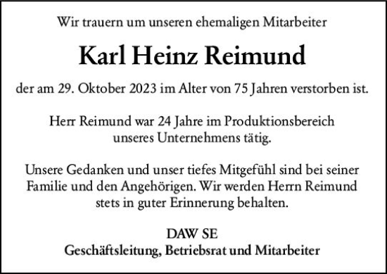 Traueranzeige von Karl Heinz Reimund von Darmstädter Echo