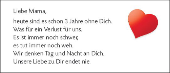 Traueranzeige von Mama  von Weilburger Tageblatt