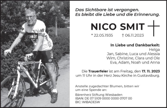Traueranzeige von Nico Smit von Rüsselsheimer Echo