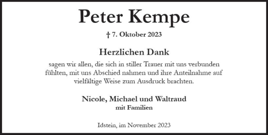 Traueranzeige von Peter Kempe von Idsteiner Land/Untertaunus