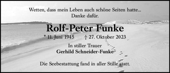 Traueranzeige von Rolf-Peter Funke von Wiesbadener Kurier