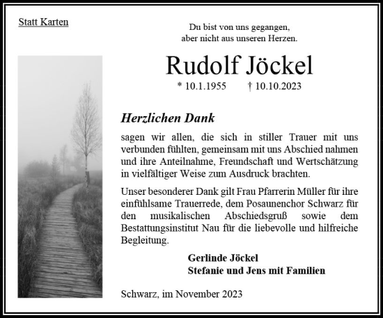 Traueranzeige von Rudolf Jöckel von Oberhessen Kurier