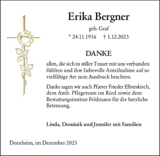 Traueranzeige von Erika Bergner von Groß-Gerauer Echo