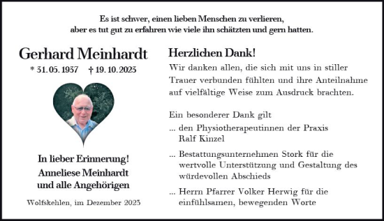 Traueranzeige von Gerhard Meinhardt von Groß-Gerauer Echo