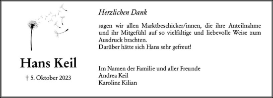 Traueranzeige von Hans Keil von Wiesbadener Kurier
