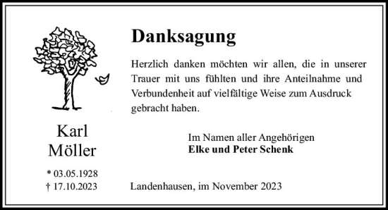 Traueranzeige von Karl Möller von VRM Trauer