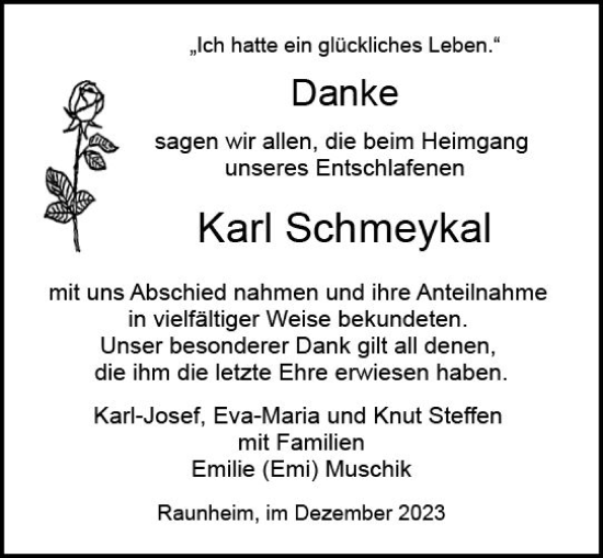 Traueranzeige von Karl Schmeykal von Rüsselsheimer Echo