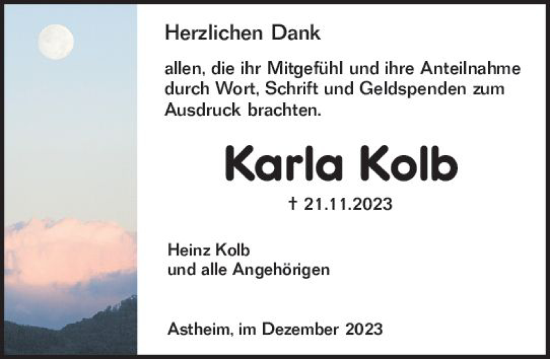 Traueranzeige von Karla Kolb von Rüsselsheimer Echo