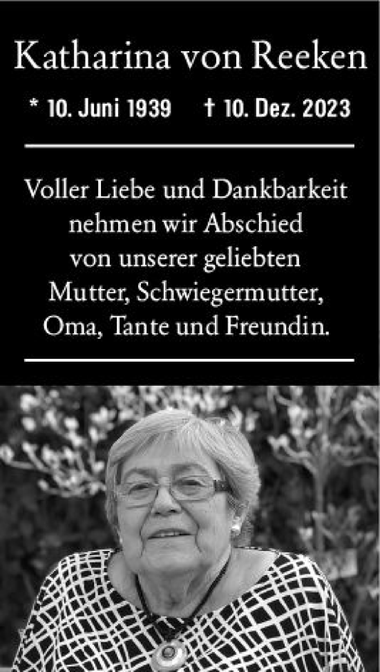 Traueranzeige von Katharina von Reeken von Darmstädter Echo