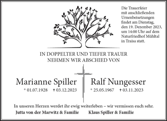 Traueranzeige von Marianne Spiller von Darmstädter Echo