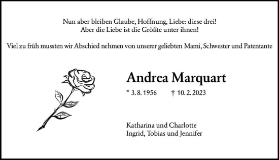 Traueranzeige von Andrea Marquart von Wormser Zeitung