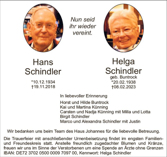 Traueranzeige von Hans Schindler von Starkenburger Echo