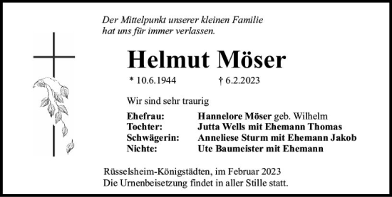 Traueranzeige von Helmut Möser von Rüsselsheimer Echo