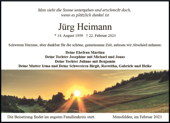 Traueranzeige von Jürg Heimann von Nassauische Neue Presse