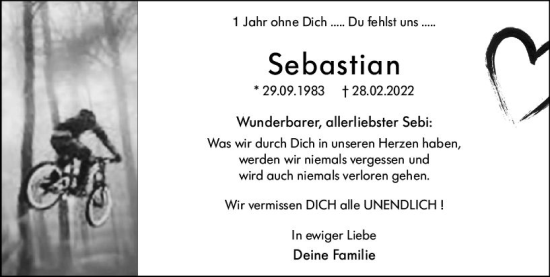 Traueranzeige von Sebastian Pfeiffer von Dill Block