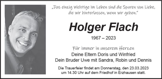 Traueranzeige von Holger Flach von Darmstädter Echo