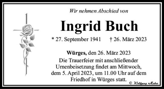 Traueranzeige von Ingrid Buch von Camberger Anzeiger