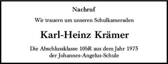 Traueranzeige von Karl-Heinz Krämer von Groß-Gerauer Echo