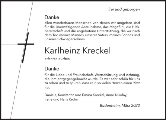 Traueranzeige von Karlheinz Kreckel von Allgemeine Zeitung Mainz