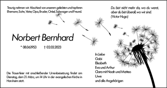 Traueranzeige von Norbert Bernhard von Allgemeine Zeitung Mainz