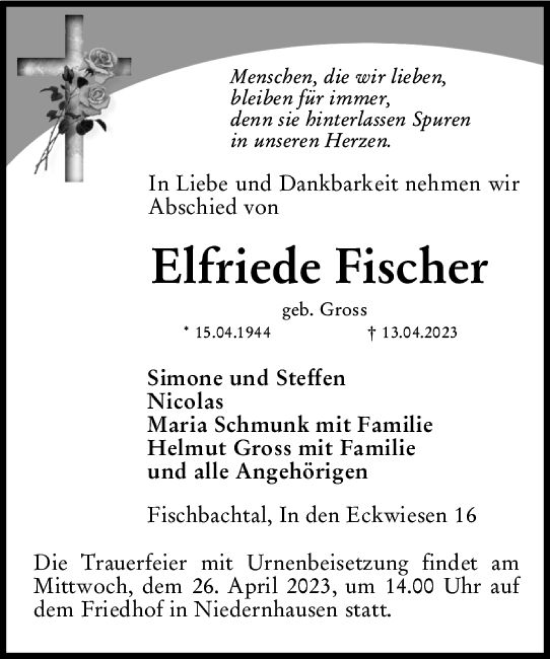 Traueranzeige von Elfriede Fischer von Darmstädter Echo