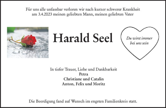 Traueranzeige von Harald Seel von Wormser Zeitung