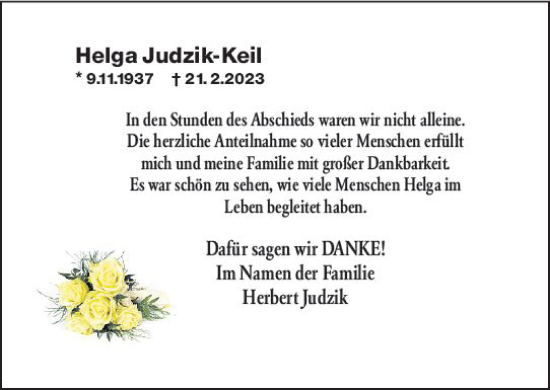Traueranzeige von Helga Judzik-Keil von Rüsselsheimer Echo