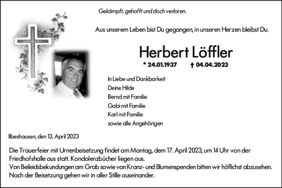 Traueranzeige von Herbert Löffler von VRM Trauer