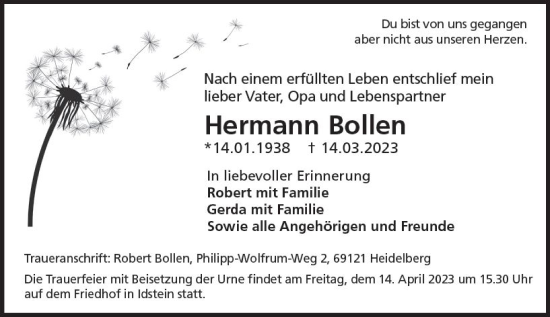 Traueranzeige von Hermann Bollen von Idsteiner Land/Untertaunus