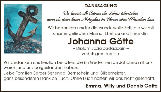 Traueranzeige von Johanna Götte von Starkenburger Echo