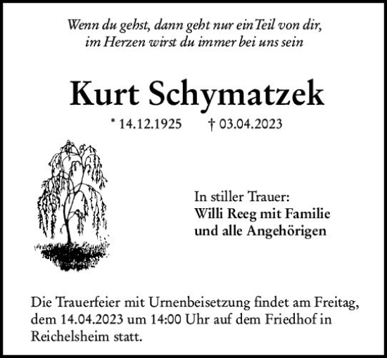 Traueranzeige von Kurt Schymatzek von Odenwälder Echo