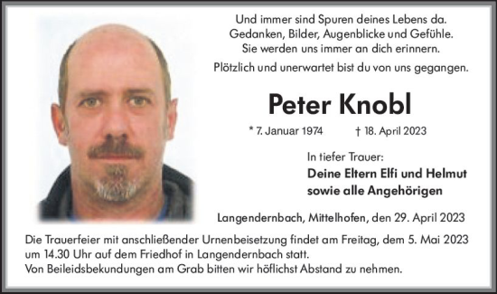 Traueranzeige von Peter Knobl von Nassauische Neue Presse