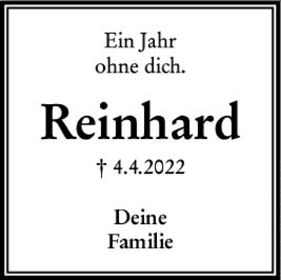 Traueranzeige von Reinhard Schneider von VRM Trauer