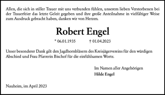 Traueranzeige von Robert Engel von Groß-Gerauer Echo