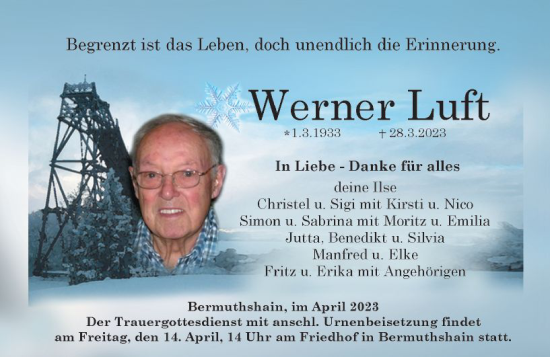 Traueranzeige von Werner Luft von VRM Trauer
