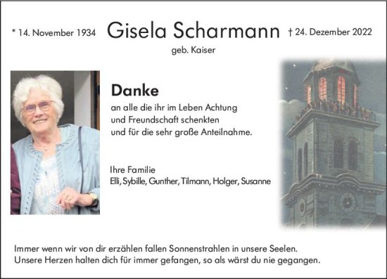 Traueranzeige von Gisela Scharmann von VRM Trauer