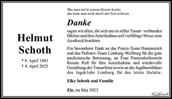 Traueranzeige von Helmut Schoth von Nassauische Neue Presse