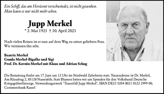 Traueranzeige von Jupp Merkel von Hochheimer Zeitung