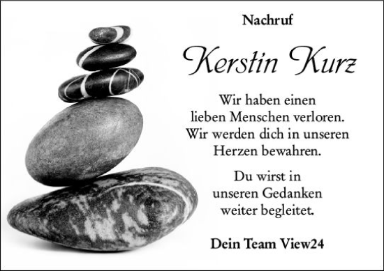Traueranzeige von Kerstin Kurz von VRM Trauer