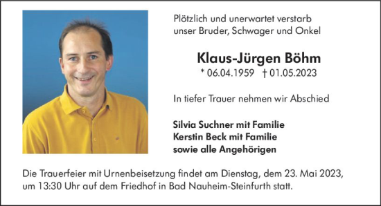 Traueranzeige von Klaus-Jürgen Böhm von Darmstädter Echo