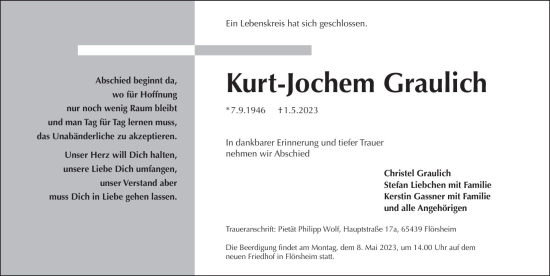 Traueranzeige von Kurt-Jochem Graulich von Rüsselsheimer Echo